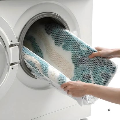 Fiona Bath Mat - Non-Slip Microfiber, Coastal Wavy Design