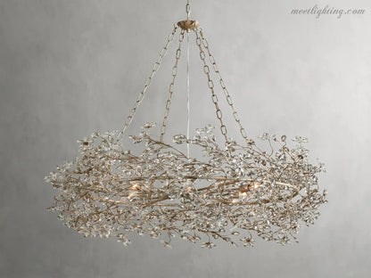 Round Multi-Light Statement Chandelier 39-60 in 6-12 Sockets Metal Crown for Dining Room Foyer Entryway Living Room