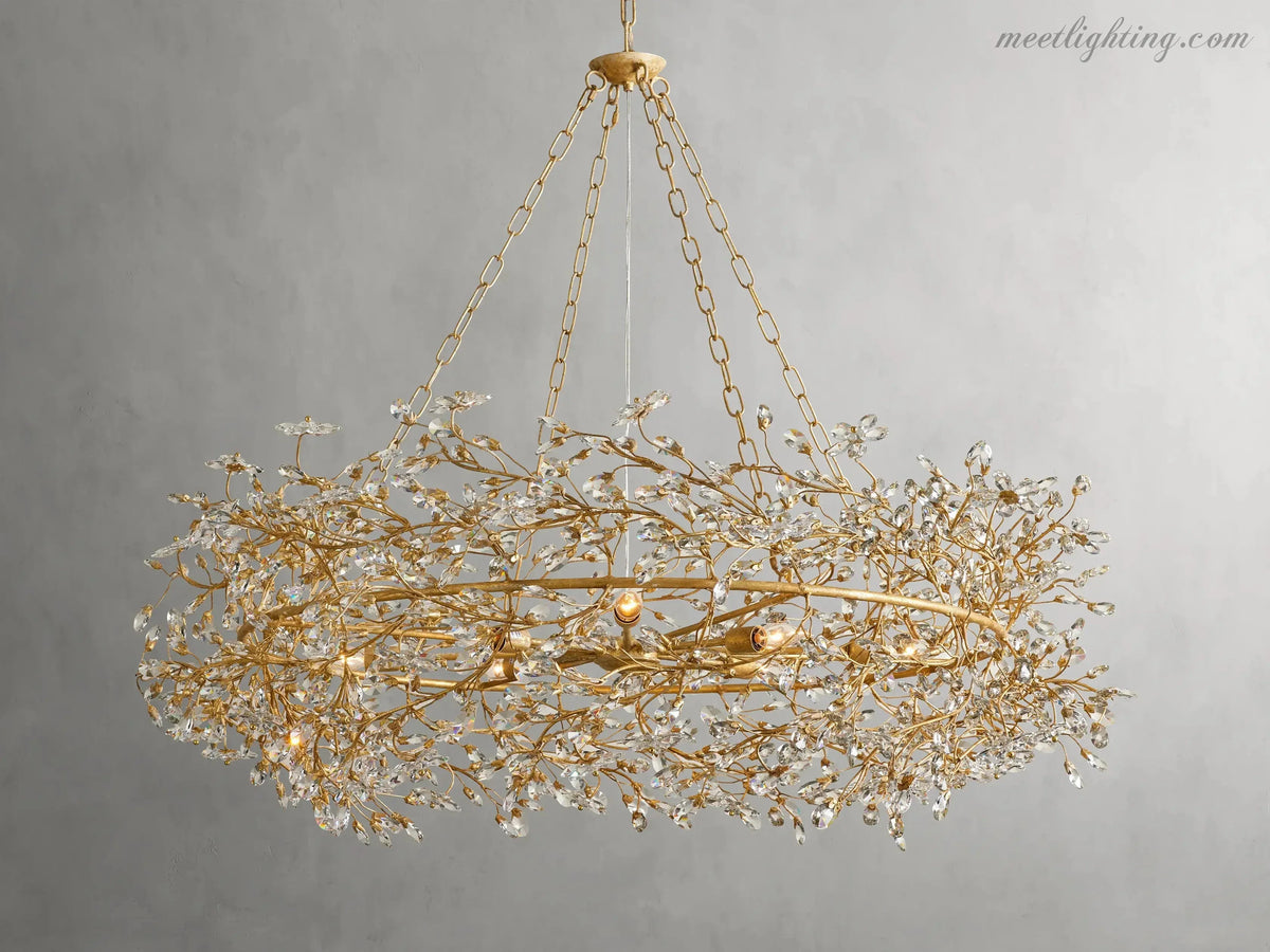 Round Multi-Light Statement Chandelier 39-60 in 6-12 Sockets Metal Crown for Dining Room Foyer Entryway Living Room
