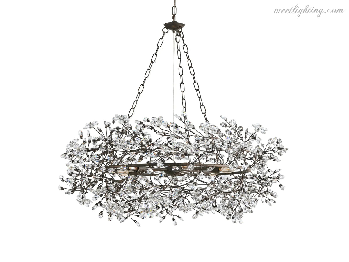 Round Multi-Light Statement Chandelier 39-60 in 6-12 Sockets Metal Crown for Dining Room Foyer Entryway Living Room