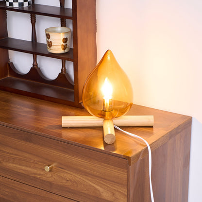 Handcrafted Orb Desk Lamp with Adjustable Color Settings – Wood & Glass Bedside Light for Cozy Home Office Reading Nook Nightstand – 12 Inch