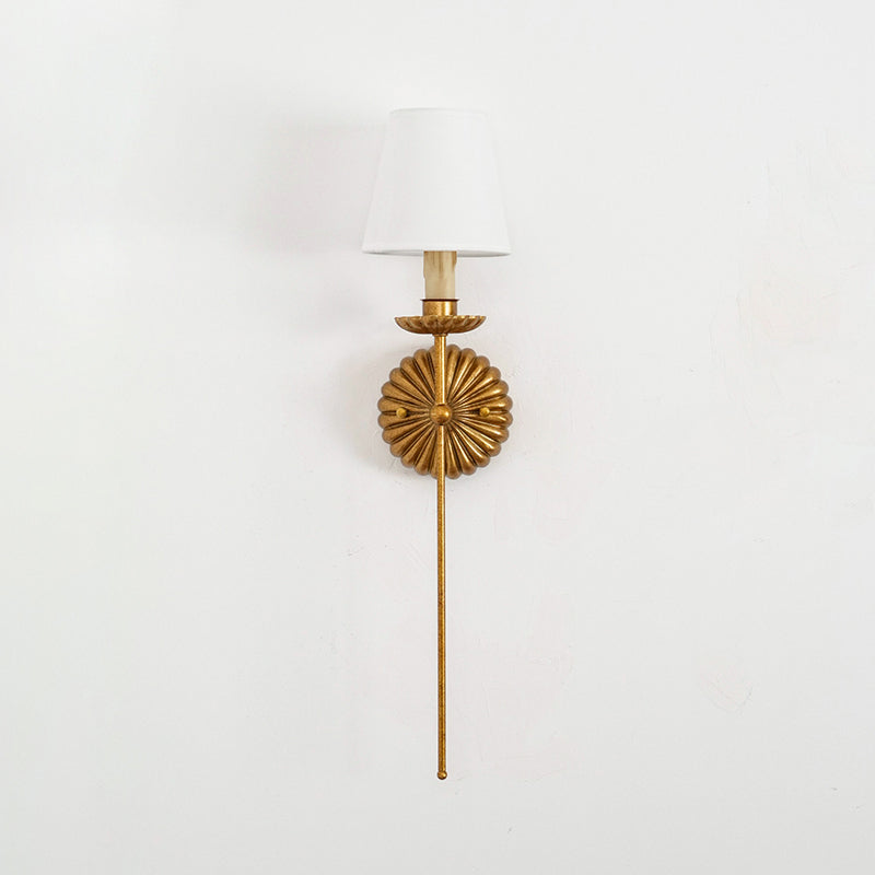Indoor Sconce Antique Gold Metal with Cloth Shade 15W E12 E14 Base for Bedside Reading Nook Corridor Accent Hardwired 110-120V Residential F