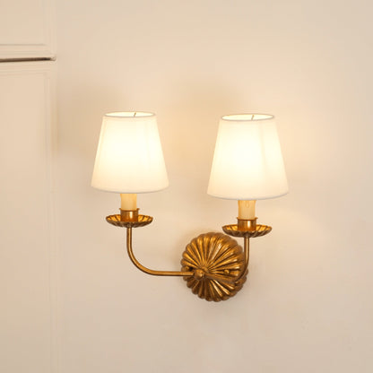 Indoor Sconce Antique Gold Metal with Cloth Shade 15W E12 E14 Base for Bedside Reading Nook Corridor Accent Hardwired 110-120V Residential F