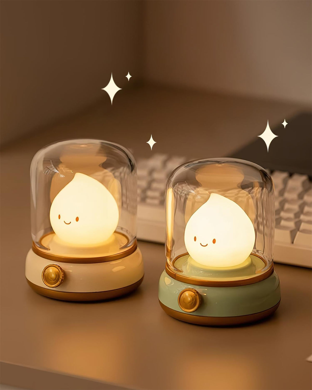 Vintage-Style Flame LED Accent Lamp 4 in Adjustable Brightness USB Rechargeable Bedroom Nightstand Reading Desk Decor