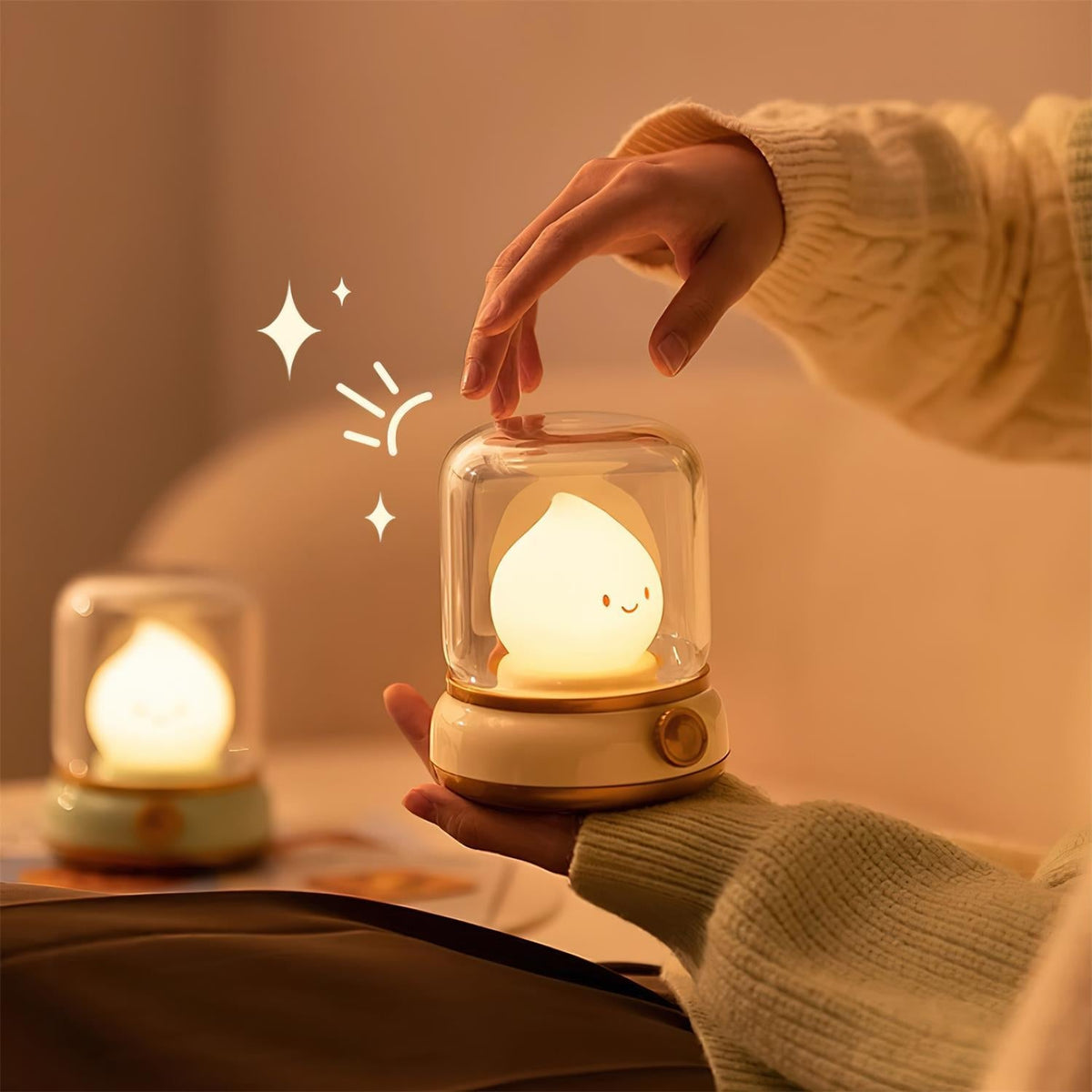 Vintage-Style Flame LED Accent Lamp 4 in Adjustable Brightness USB Rechargeable Bedroom Nightstand Reading Desk Decor