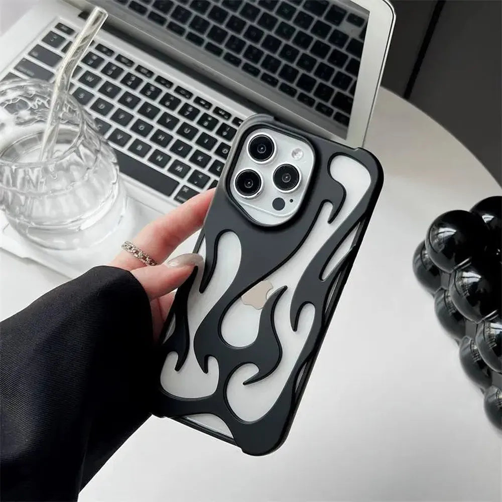 Flame-Patterned Vented iPhone Case with Shock Absorption and Heat Dissipation for iPhone 13, 14, 15, 16, 17, Air, Pro, Pro Max Models