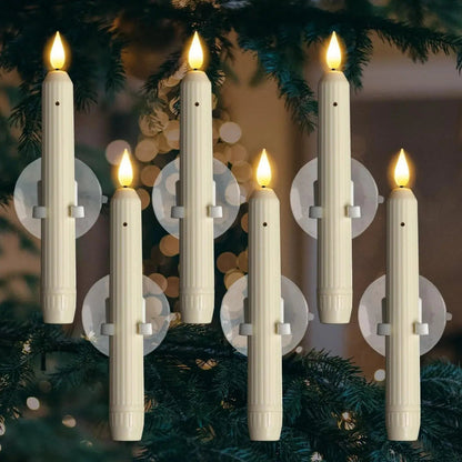 Battery-Operated LED Window Candles 7.2 Inch Ivory with Twilight Sensor & Timer 6-Pack for Holiday Seasonal Home Decor