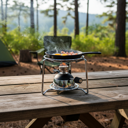 Flarevo | Portable Stainless Steel Burner Stove with Efficient Gas Consumption | Compact Design for Outdoor Cooking
