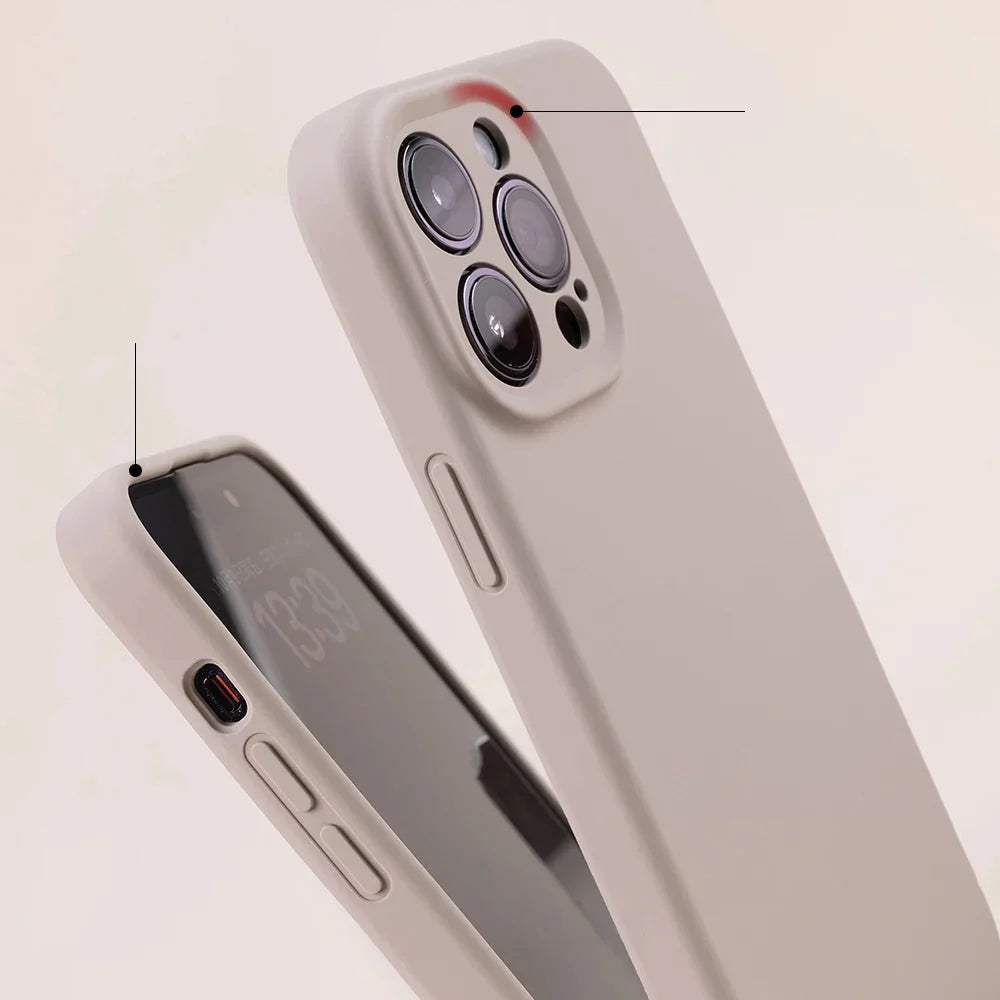 Silicone iPhone Case with Camera & Screen Protection for 14-17, Air, Pro, Max