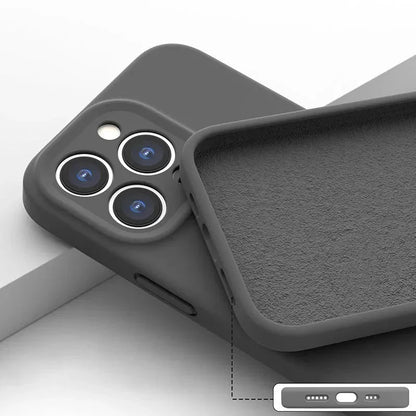 Silicone iPhone Case with Camera & Screen Protection for 14-17, Air, Pro, Max