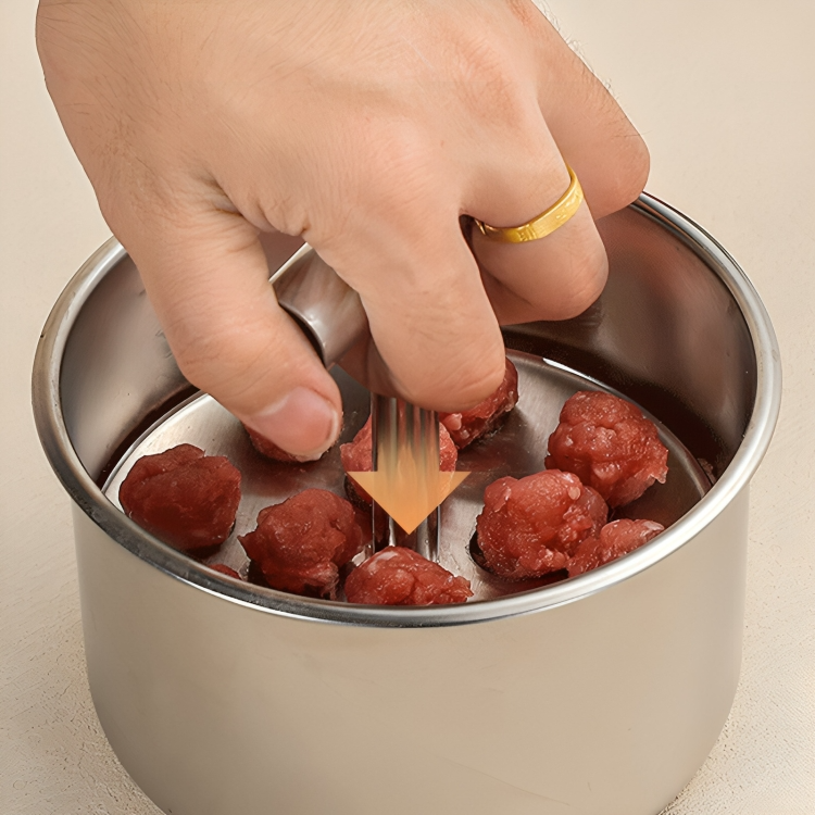 Stainless Steel Meatball Scoop Press Tool for Uniform Portion Control | Kitchen Helper for Cooking Meal Prep Rolling Ground Beef Turkey Chic