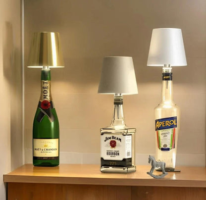 Rechargeable LED Bottle Topper Light 5.5 Inches Wireless Warm Glow Aluminum Cap for Wine Bottles Indoor Outdoor Dining Table Decor Cordless