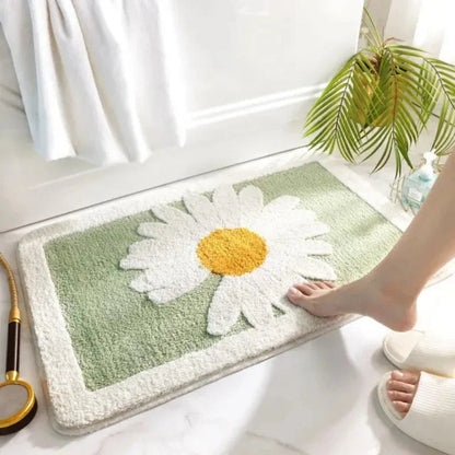 Fleur Bath Mat - Plush Microfiber, Non-Slip Floral Design
