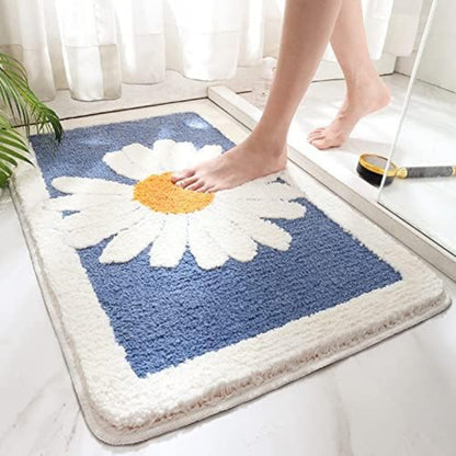 Fleur Bath Mat - Plush Microfiber, Non-Slip Floral Design