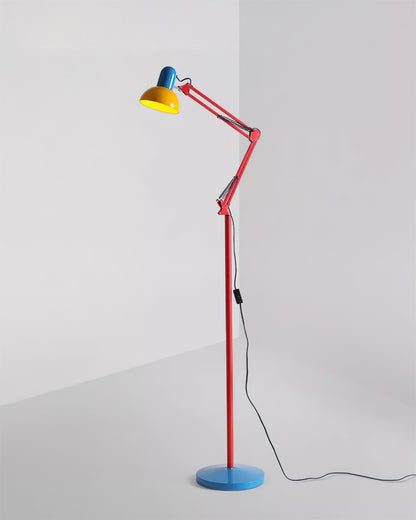 Articulated Task Lamp Standing Light 74 Inches Tall Posable Metal Reading Lamp Blue Red Yellow Colorful Modern Accent for Living Room Office