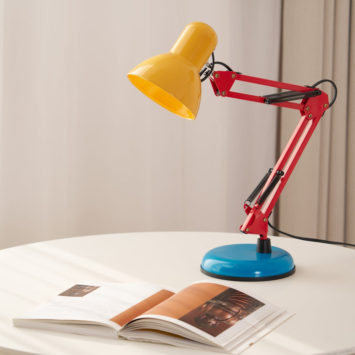 Articulating Metal Arm Task Lamp 21.6 in with Multicolor Accents for Desks Bedrooms Home Office Reading Study Workspace Nightstand