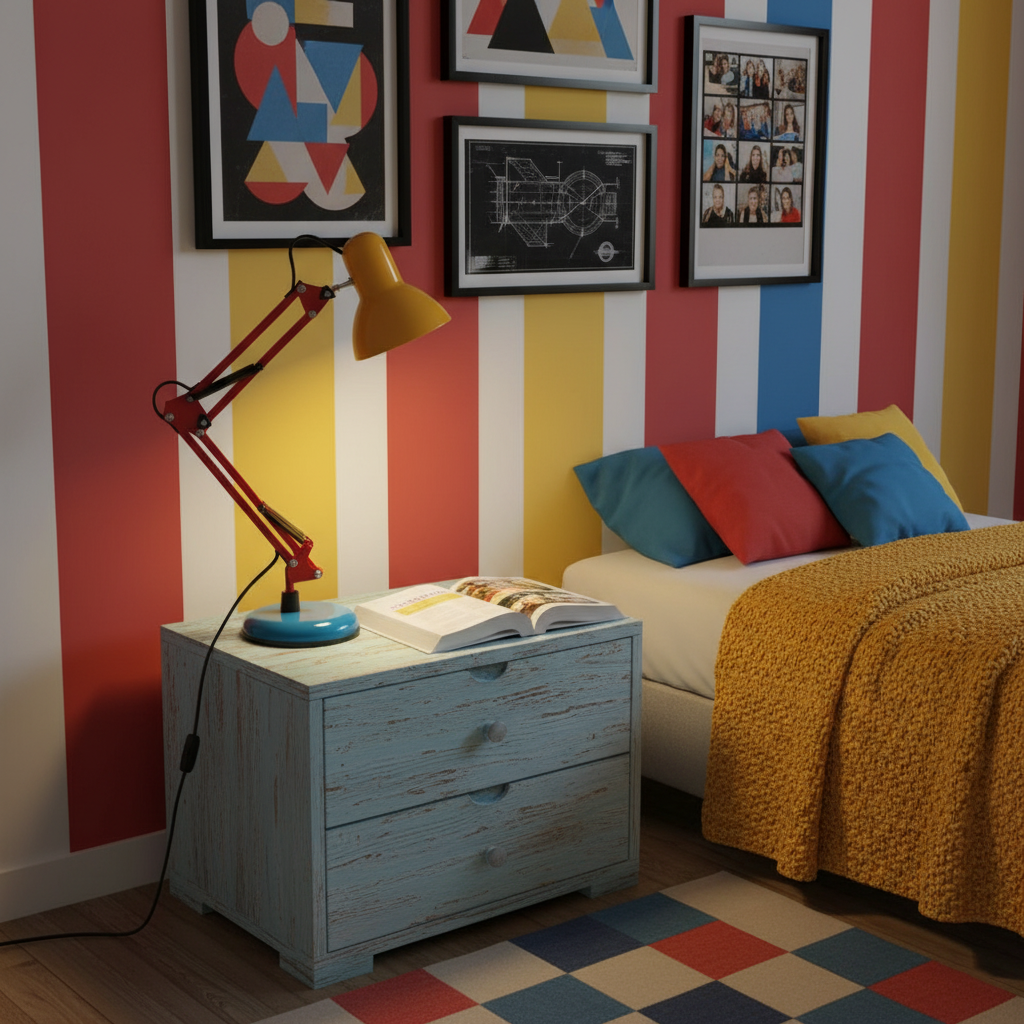Articulating Metal Arm Task Lamp 21.6 in with Multicolor Accents for Desks Bedrooms Home Office Reading Study Workspace Nightstand