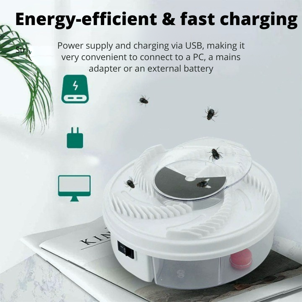Automatic Fly Trap Catcher with Rotating Mechanism for Indoor & Outdoor Use Chemical-Free Pest Control Device for Kitchen Patio Camping
