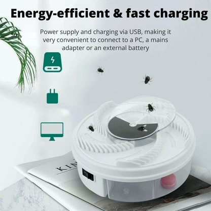Automatic Fly Trap Catcher with Rotating Mechanism for Indoor & Outdoor Use Chemical-Free Pest Control Device for Kitchen Patio Camping