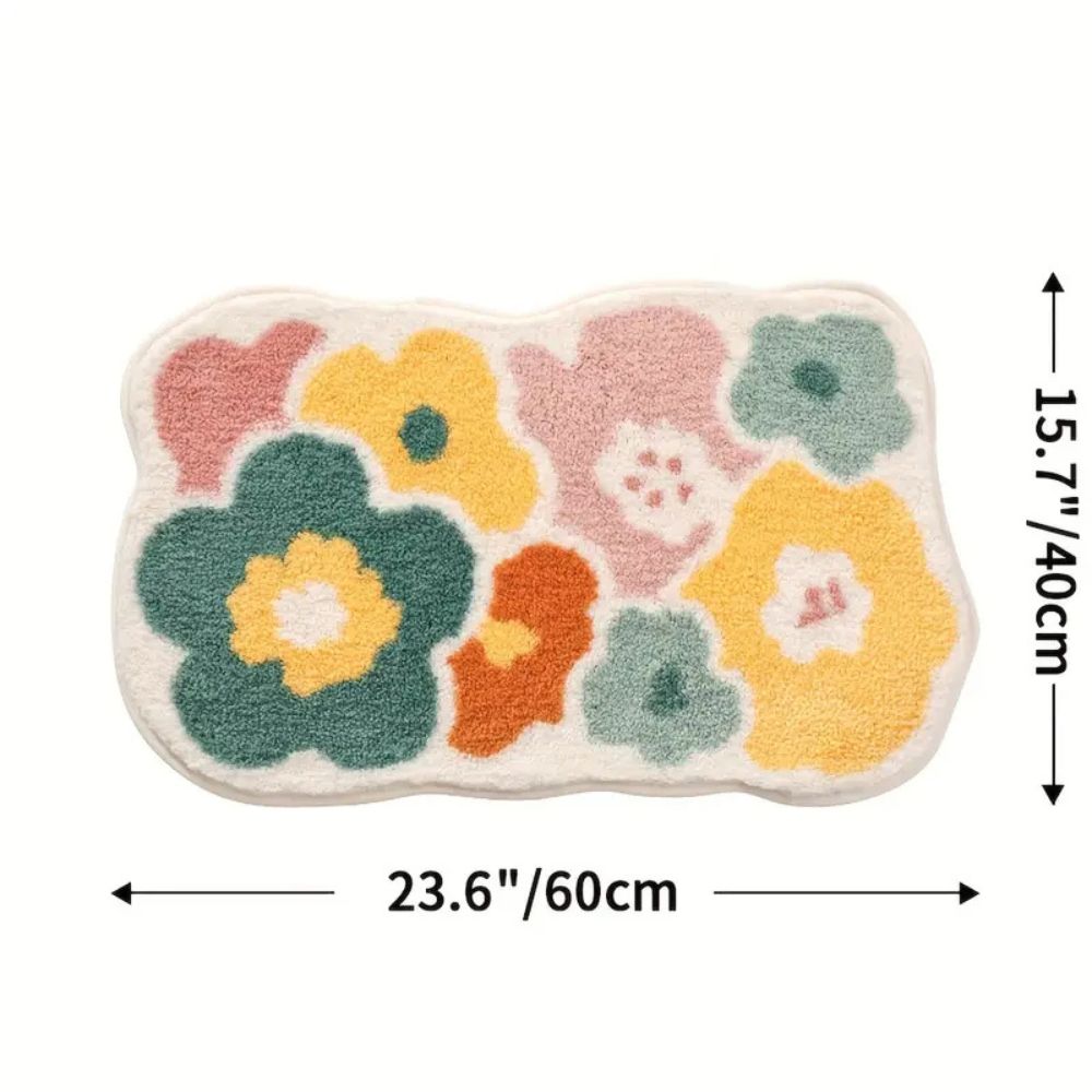 Flora Bath Mat - Soft Microfiber, Non-Slip, Absorbent Bathroom Rug