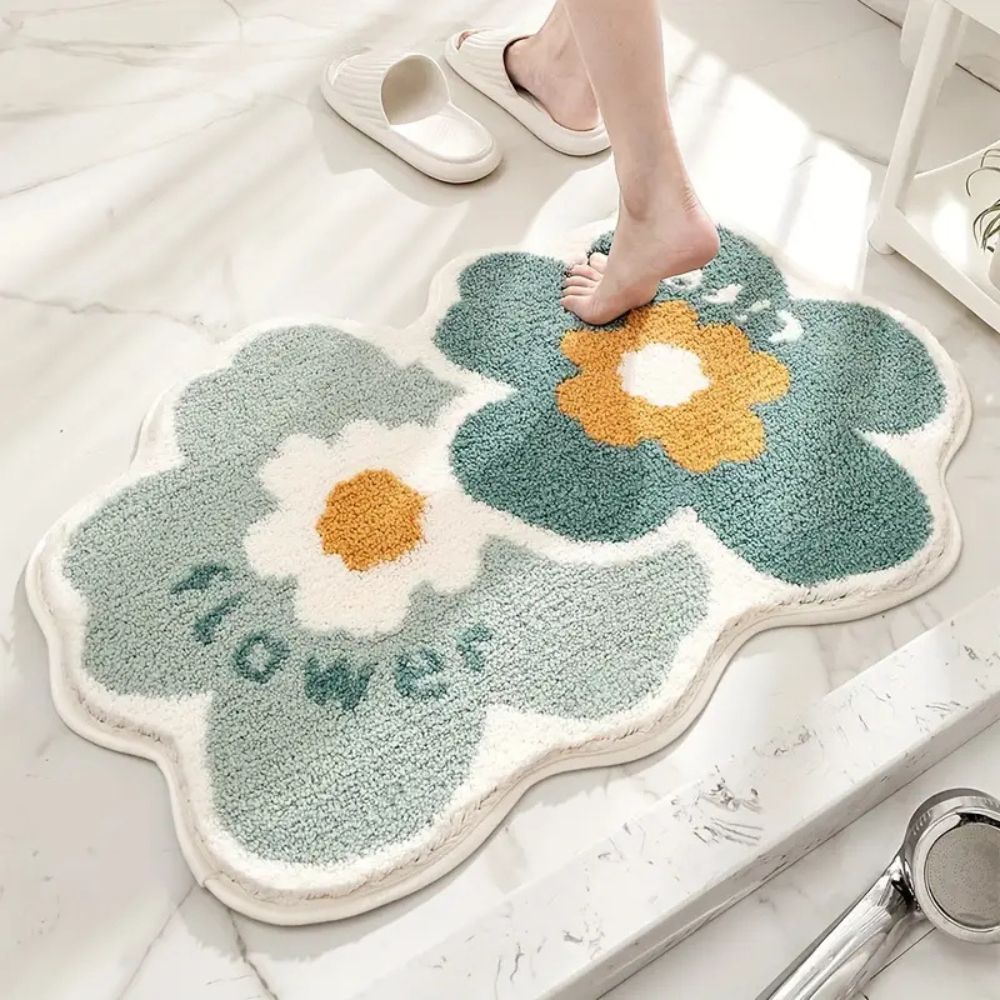 Flora Bath Mat - Soft Microfiber, Non-Slip, Absorbent Bathroom Rug