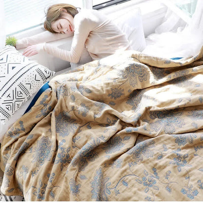 Flora Cooling Blanket - Lightweight Cotton, Breathable Floral Design