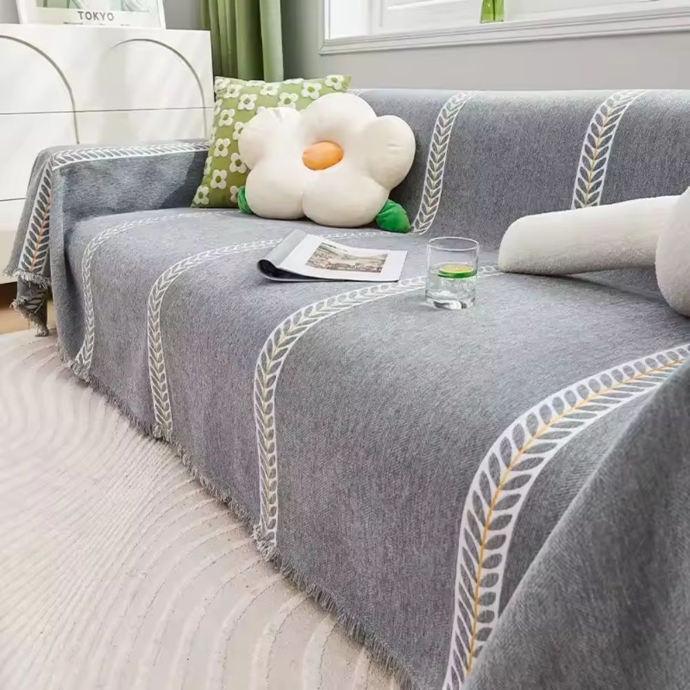 Flora Couch Cover - Premium Chenille, Leaf Pattern