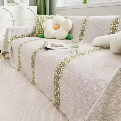 Flora Couch Cover - Premium Chenille, Leaf Pattern