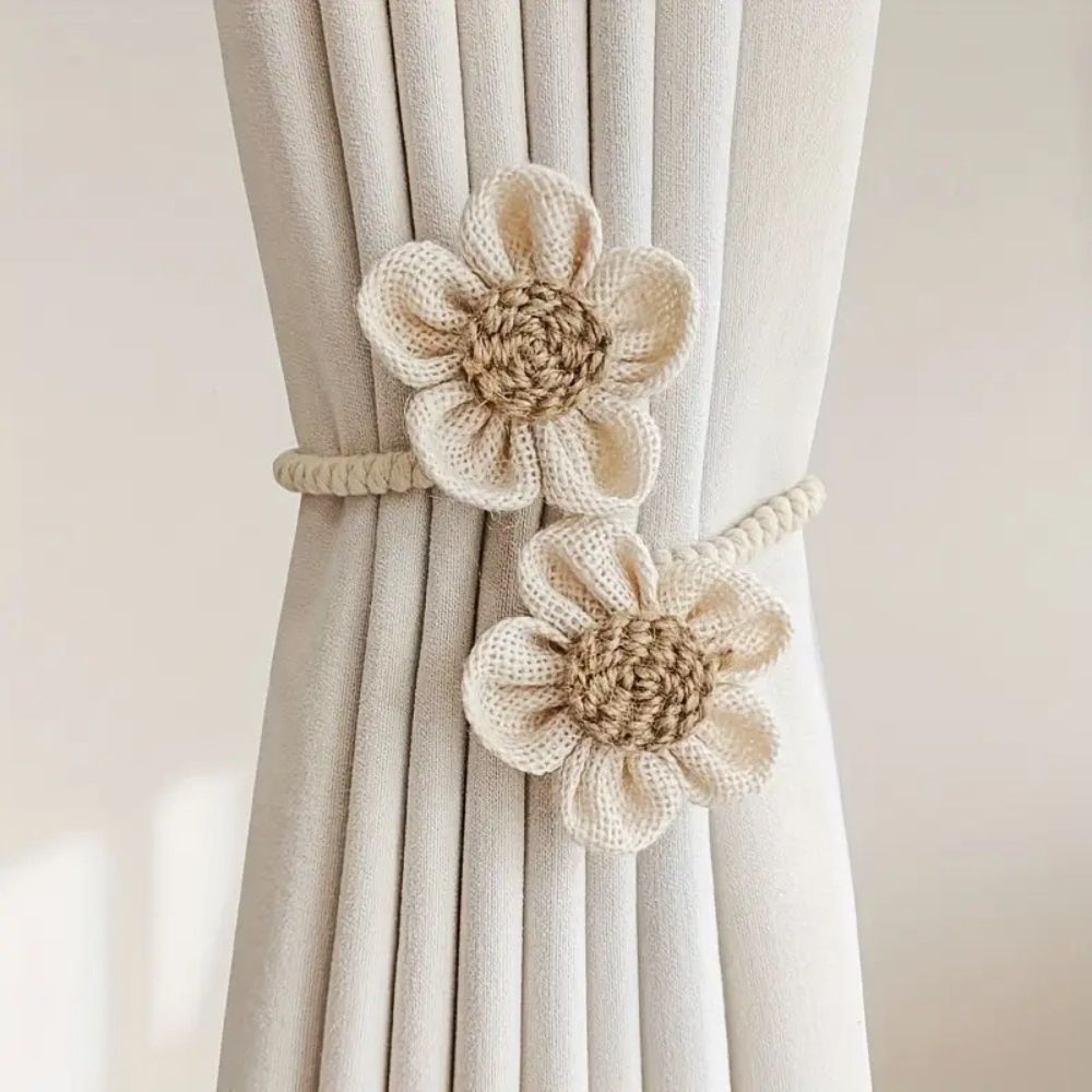 Flora Curtain Tiebacks - Floral Design, 2-Piece Set