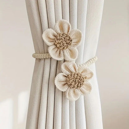 Flora Curtain Tiebacks - Floral Design, 2-Piece Set