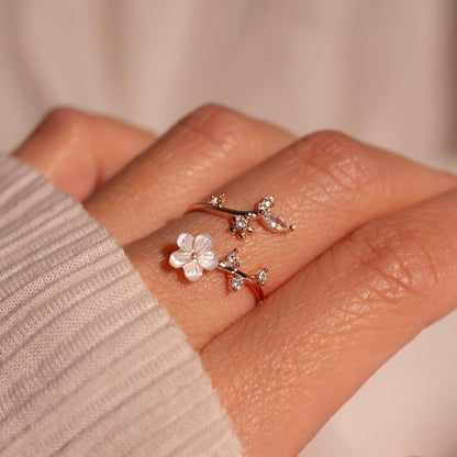 Floral Birthstone Ring | Adjustable Cubic Zirconia Design for Everyday Elegance