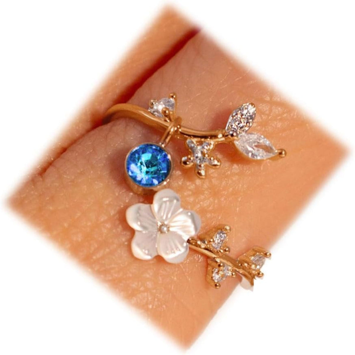 Floral Birthstone Ring | Adjustable Cubic Zirconia Design for Everyday Elegance