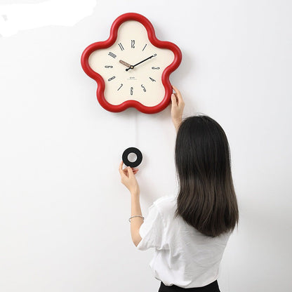 Floral Elegance | 3D Floral Pendulum Wall Clock with Silent Movement | Nature-Inspired Decor for Tranquil Spaces