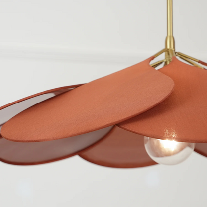 Fabric Flower Pendant Light with Adjustable Height in Brown, Coffee, Beige & Khaki – Soft Ambient Hanging Lamp for Bedrooms Dining Areas Liv