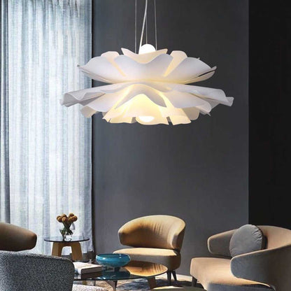 Adjustable LED Overhead Light Fixture with Acrylic Lotus Shade White 20 in for Dining Room Living Room Bedroom Entryway Modern Ceiling Light