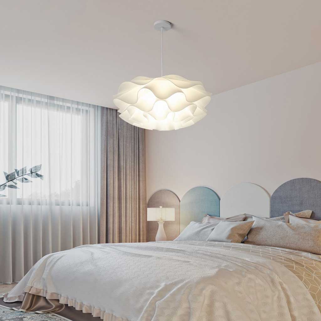 Adjustable LED Overhead Light Fixture with Acrylic Lotus Shade White 20 in for Dining Room Living Room Bedroom Entryway Modern Ceiling Light