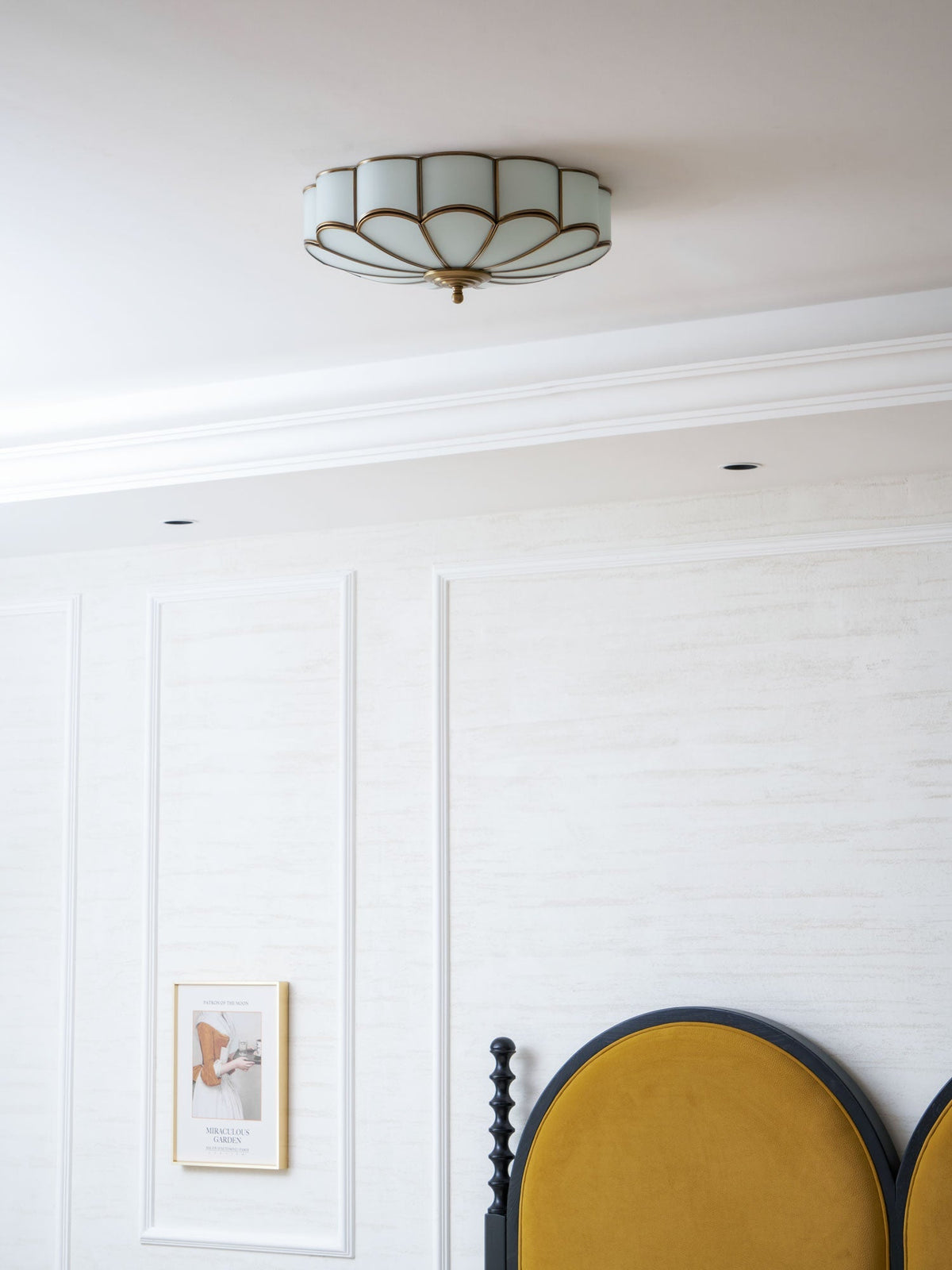 Brass Ceiling Light Flush Mount Frosted Glass Multi-Arm for Bedroom Study Living Room Modern Semi-Flush Home Indoor Accent Lighting