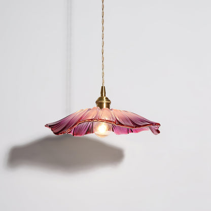 Hanging Ceiling Fixture with Floral Glass Shade 11 in x 5 in for Dining Areas Kitchen Islands Breakfast Nooks Pink Clear Green Finish Adjust