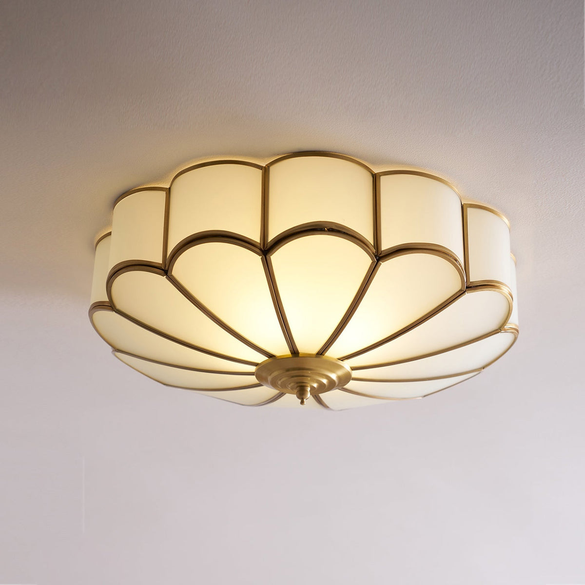 Brass Ceiling Light Flush Mount Frosted Glass Multi-Arm for Bedroom Study Living Room Modern Semi-Flush Home Indoor Accent Lighting