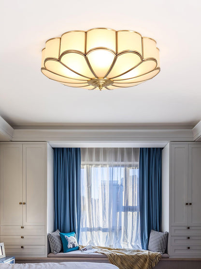 Brass Ceiling Light Flush Mount Frosted Glass Multi-Arm for Bedroom Study Living Room Modern Semi-Flush Home Indoor Accent Lighting