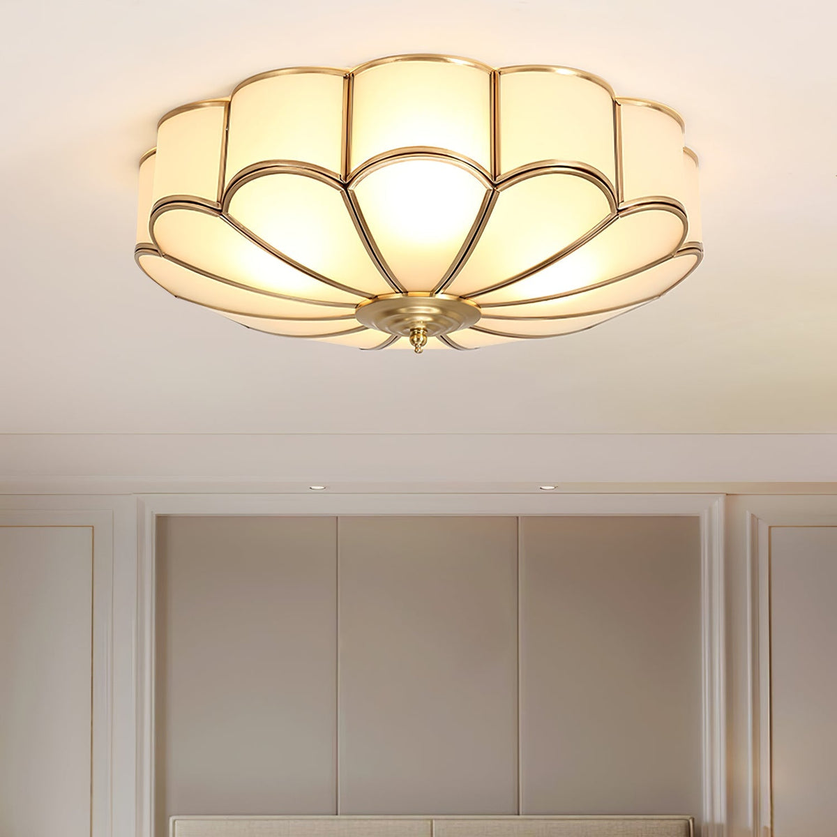 Brass Ceiling Light Flush Mount Frosted Glass Multi-Arm for Bedroom Study Living Room Modern Semi-Flush Home Indoor Accent Lighting