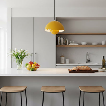 Aluminum Overhead Fixture 9 in Dome Shade Adjustable Cord Contemporary Lighting Kitchen Dining Room Island Ceiling Lamp Geometric Hemisphere