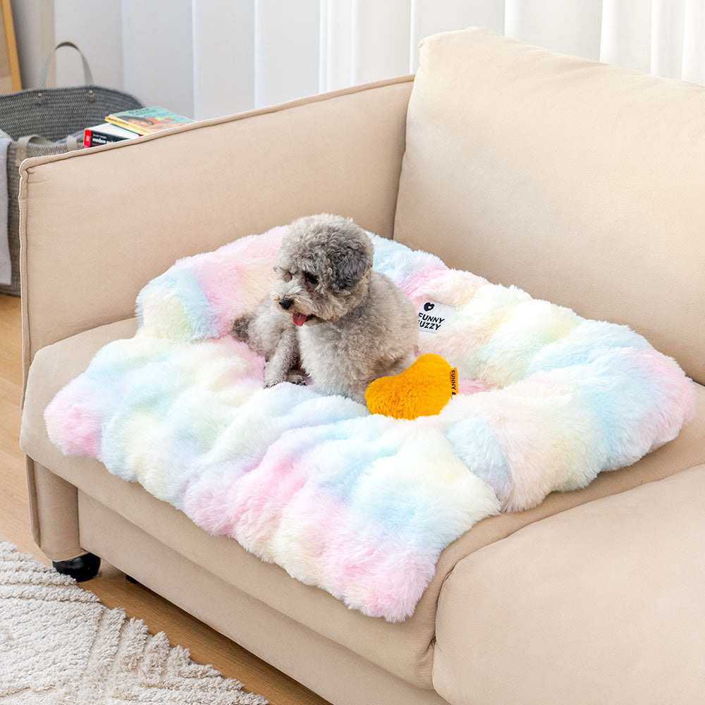 Ultra-Plush Pet Couch Cover & Cushion Mat for Dogs and Cats - Washable Non-Slip Furniture Protector Throw Blanket with Deep Pile Faux Fur