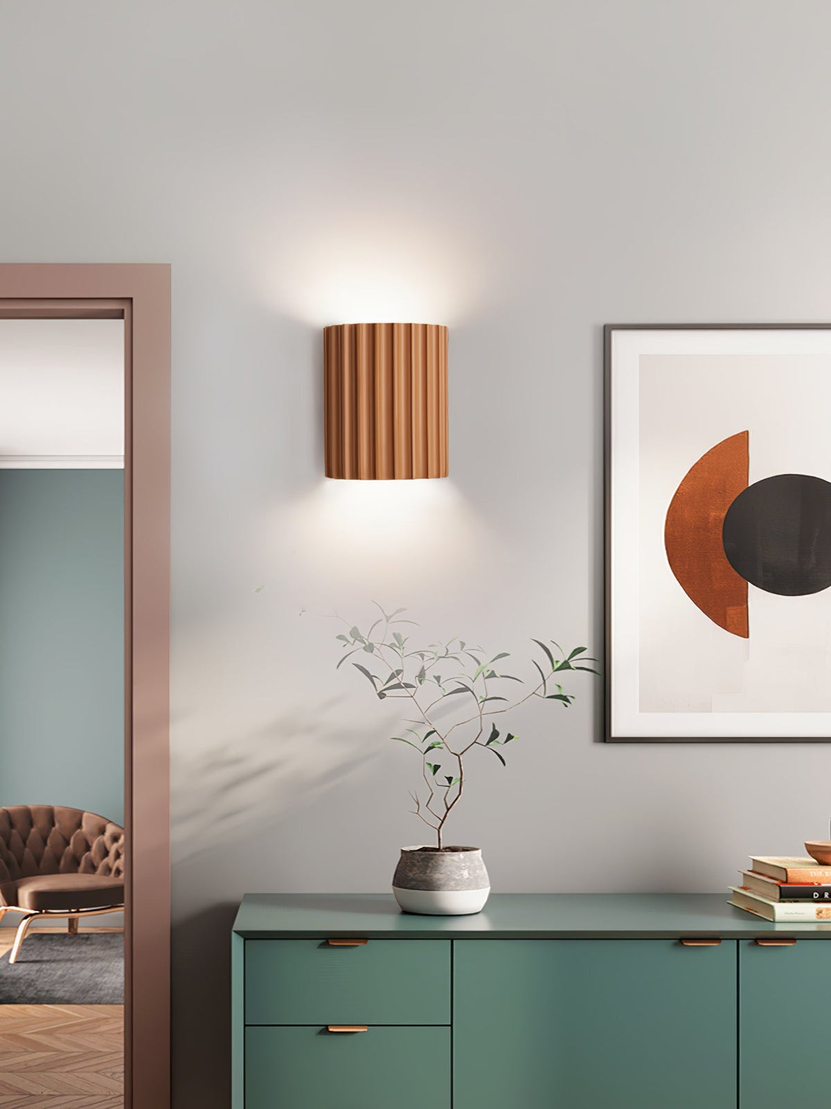 Textured Resin Sconce 5.5 in Bidirectional LED Fixture White Gray Green Orange for Hallway Bedroom Entryway Modern Ambient Wall Lighting G9