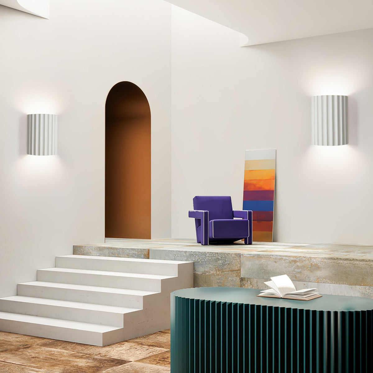 Textured Resin Sconce 5.5 in Bidirectional LED Fixture White Gray Green Orange for Hallway Bedroom Entryway Modern Ambient Wall Lighting G9