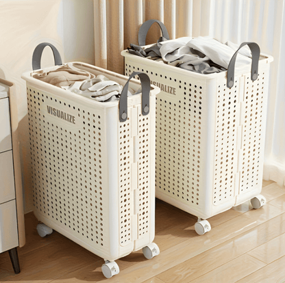 FoldEase | Collapsible Laundry Basket with Wheels & Space-Saving Design | Durable Storage Solution for Easy Transport