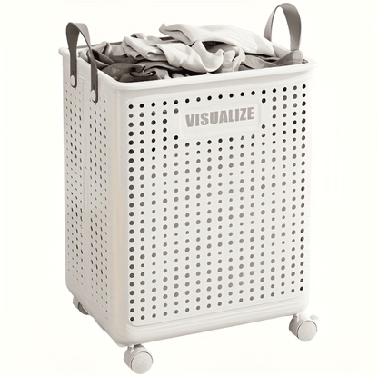 FoldEase | Collapsible Laundry Basket with Wheels & Space-Saving Design | Durable Storage Solution for Easy Transport