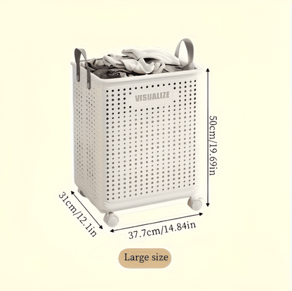 FoldEase | Collapsible Laundry Basket with Wheels & Space-Saving Design | Durable Storage Solution for Easy Transport