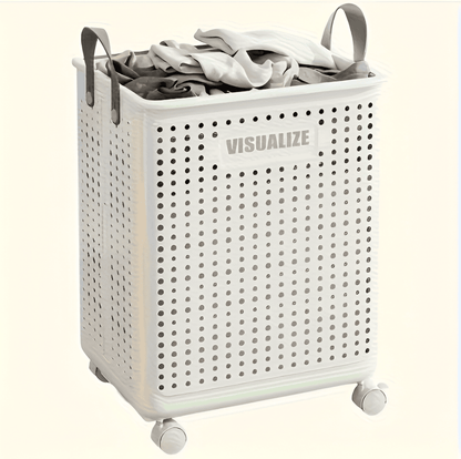 FoldEase | Collapsible Laundry Basket with Wheels & Space-Saving Design | Durable Storage Solution for Easy Transport