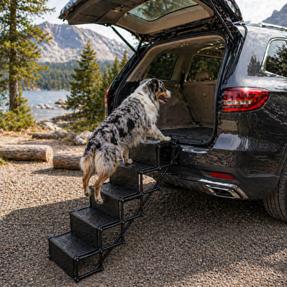 Foldable Dog Steps for Car with Non-Slip Surface | 5-Step Design for Easy Vehicle Access